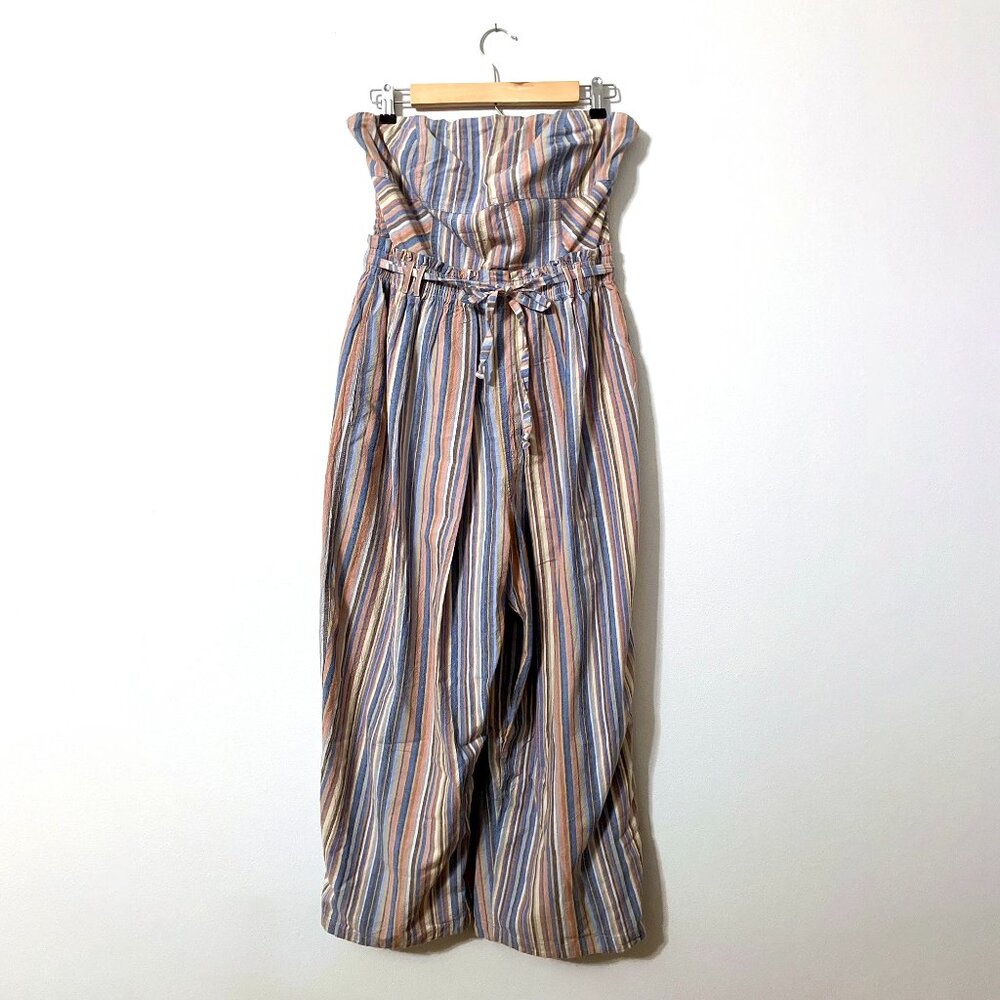 So Cute Free People Strapless Roaming Shores Striped Jumpsuit Medium